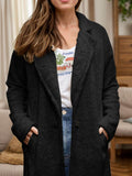 Full Size One Button Long Sleeve Longline Plush Coat - Hovatok