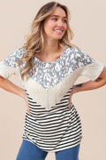 BiBi Printed Color Block Short Sleeve T-Shirt - Hovatok