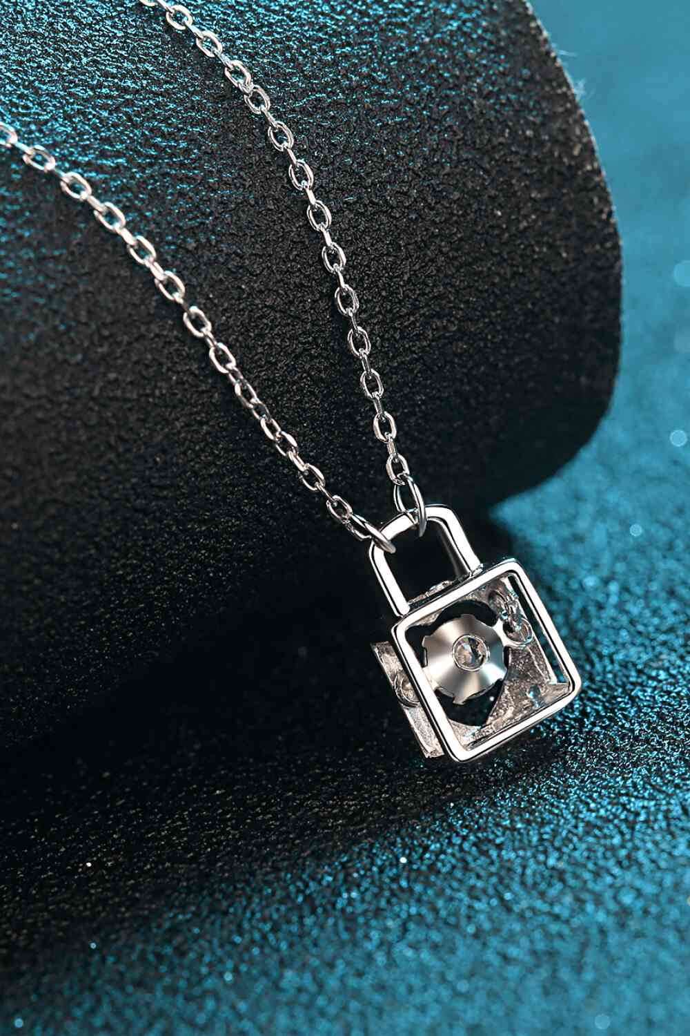 Adored Moissanite Lock Pendant Necklace - Hovatok