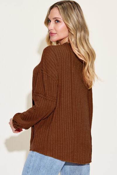 Basic Bae Full Size Ribbed Round Neck Long Sleeve T-Shirt - Hovatok