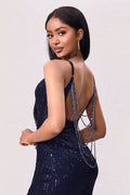 Split Sequin Backless Maxi Cami Dress - Hovatok