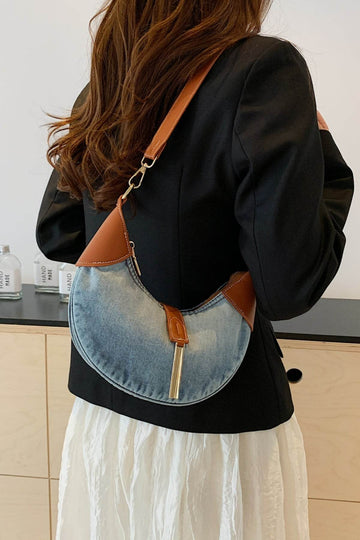 Contrast Denim Shoulder Bag - Hovatok