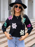 Angel Wings Flower Round Neck Long Sleeve Sweater - Hovatok