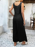 Devine Button Front Knotted Strap Wide Leg Jumpsuit - Hovatok