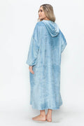 Double Take Full Size Pocketed Hooded Midi Lounge Dress - Hovatok