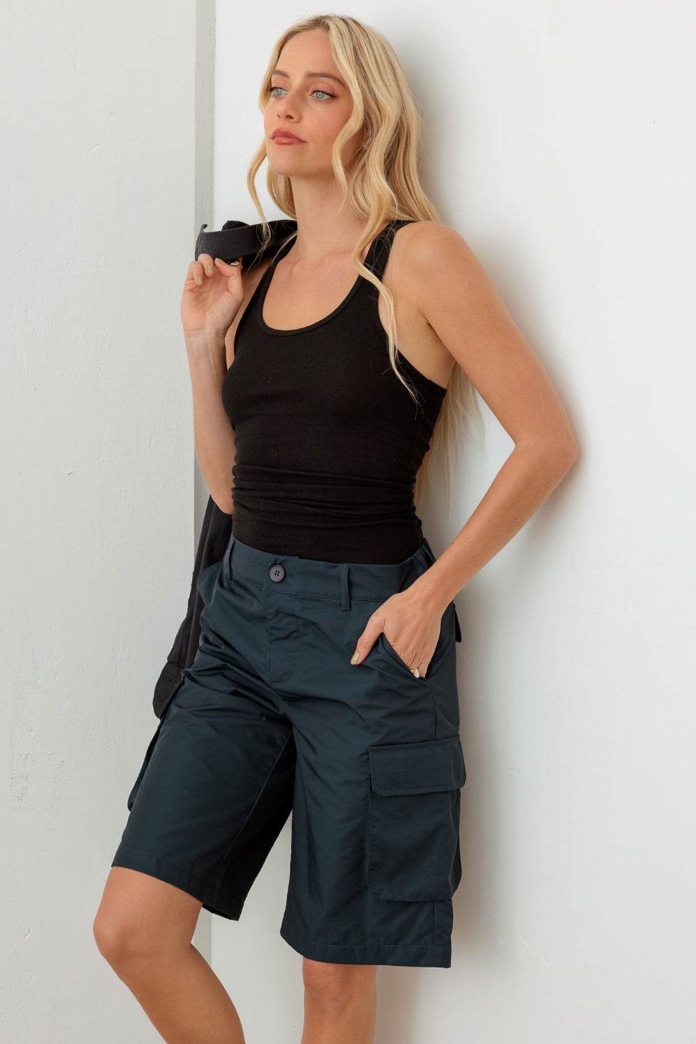 Le Lis Navy Cargo Bermuda Shorts - Hovatok