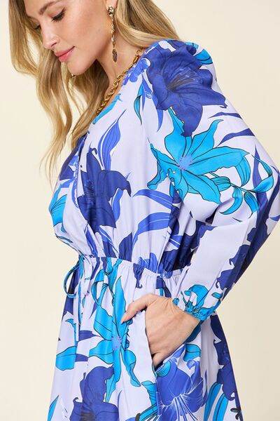 Double Take Full Size Floral Long Sleeve Romper with Pockets - Hovatok