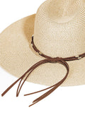 Fame Rope Strap Wide Brim Weave Hat - Hovatok