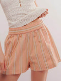 Striped Elastic Waist Shorts - Hovatok