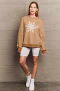 Simply Love Full Size Snowflake Graphic Sweatshirt - Hovatok