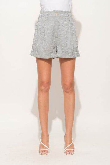 And The Why Pin Striped High Waist Rolled Shorts - Hovatok