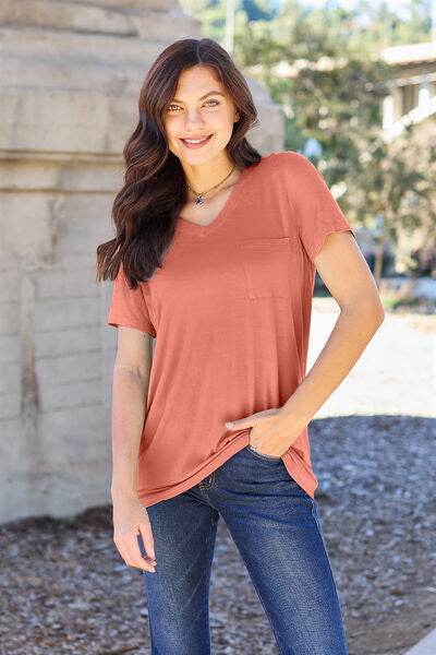 Basic Bae Bamboo Full Size V-Neck Short Sleeve T-Shirt - Hovatok