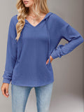 Double Take Drawstring Dropped Shoulder Long Sleeve Hoodie - Hovatok