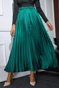 Elastic Waist Pleated Midi Skirt - Hovatok