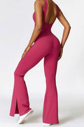 Basic Bae Sleeveless Bootcut Slit Active Jumpsuit - Hovatok