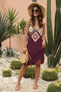 Geometric V-Neck Spaghetti Strap Cover Up Dress - Hovatok