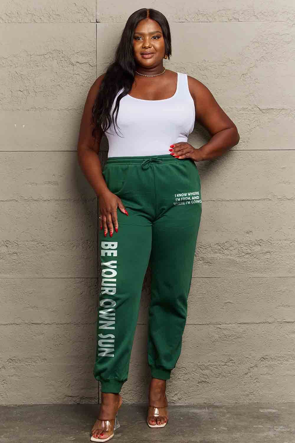 Simply Love Full Size BE YOUR OWN SUN Graphic Sweatpants - Hovatok