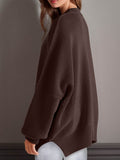 Double Take Side Slit Round Neck Long Sleeve Sweater - Hovatok