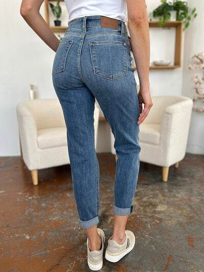 Judy Blue Full Size Cuffed Hem Slim Jeans - Hovatok