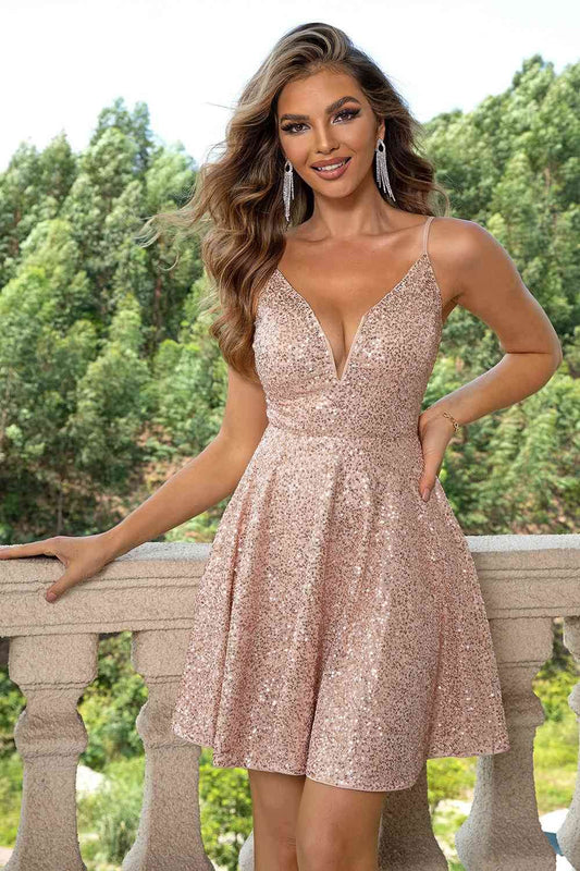 Sequin Spaghetti Strap Dress - Hovatok