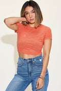 Basic Bae Full Size Ribbed Round Neck Short Sleeve T-Shirt - Hovatok