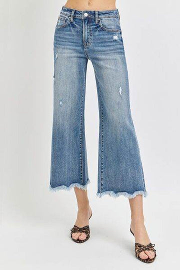 Risen High Rise Cropped Flare Jeans - Hovatok