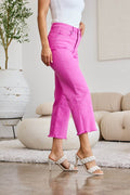 RFM Crop Chloe Full Size Tummy Control High Waist Raw Hem Jeans - Hovatok
