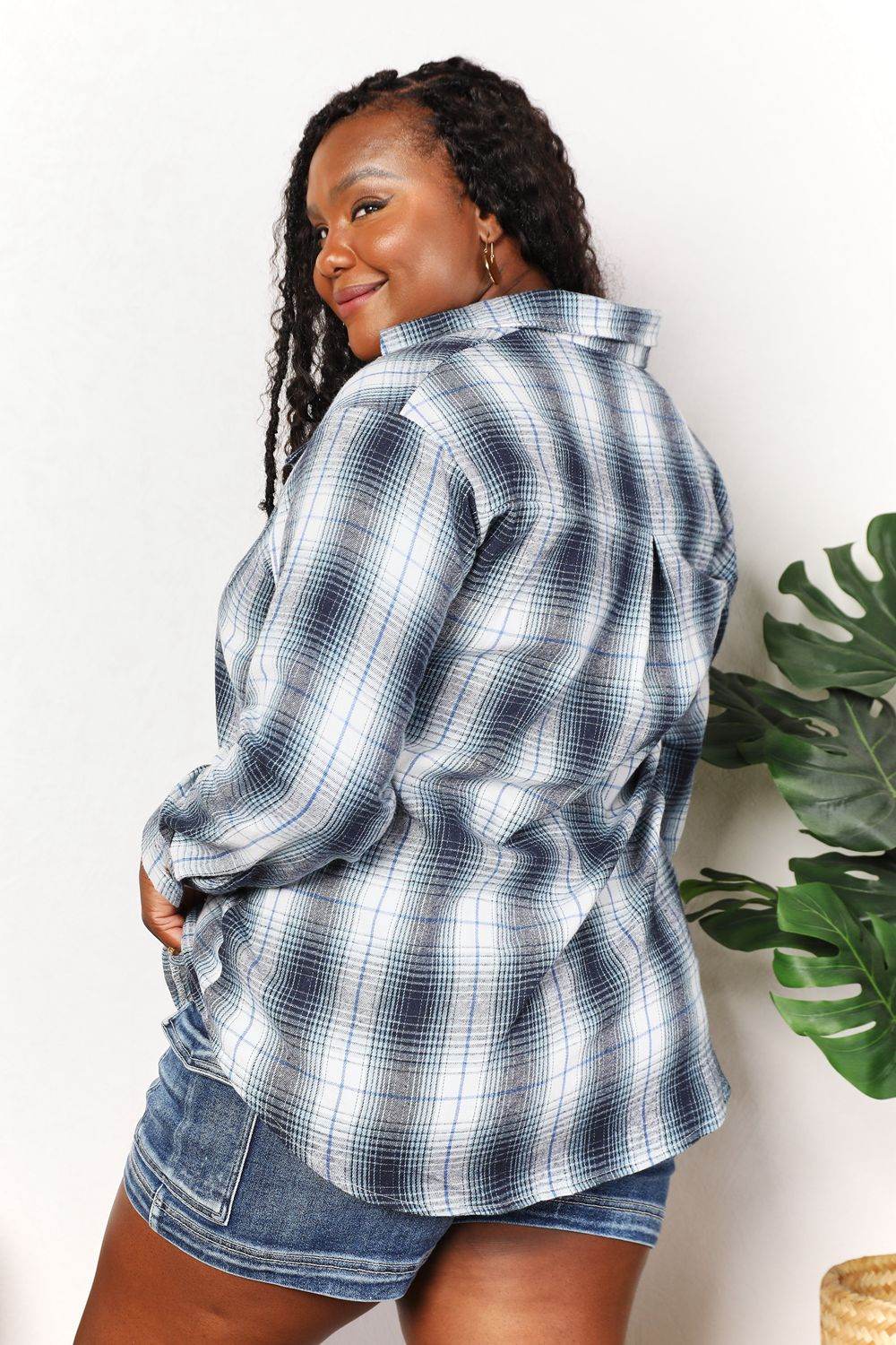 Mandy Plaid Dropped Shoulder Shirt - Hovatok