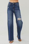 RISEN Full Size High Rise Distressed Wide Leg Jeans - Hovatok
