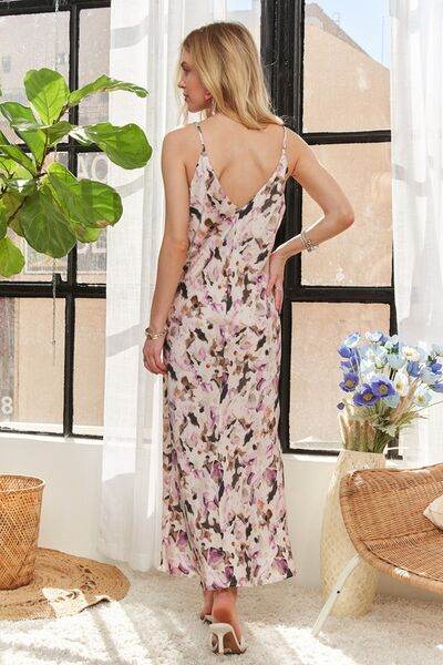 ADORA Watercolor V-Neck Midi Cami Dress - Hovatok