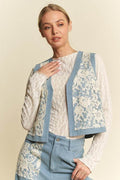 Davi & Dani Lace Patch Open Front Denim Vest - Hovatok