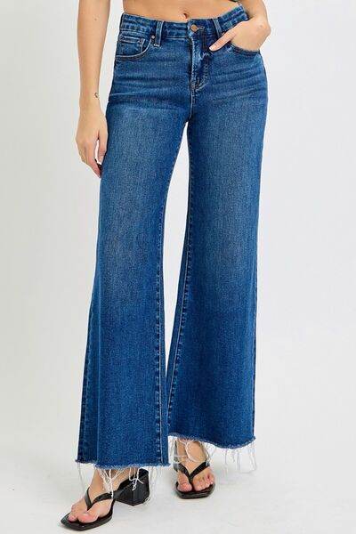 RISEN Tummy Control High Rise Wide Leg Jeans - Hovatok
