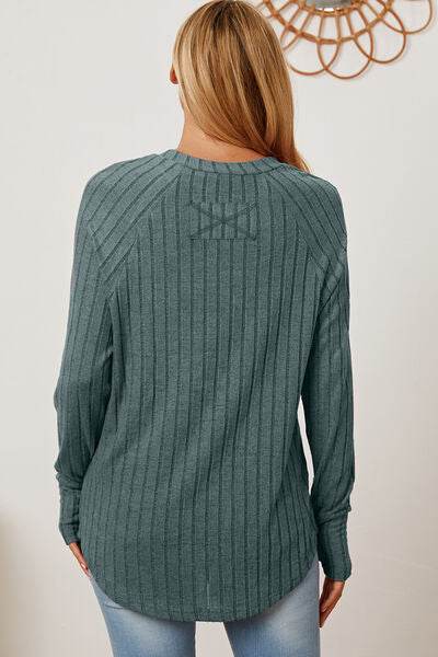 Basic Bae Full Size Ribbed Thumbhole Sleeve T-Shirt - Hovatok