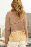 BiBi Texture Detail Contrast Drop Shoulder Sweater - Hovatok