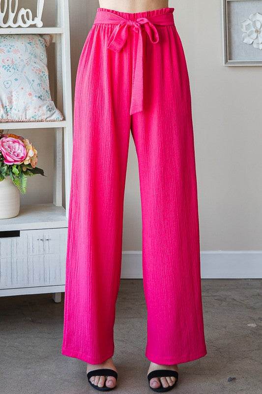 Heimish Full Size Front Tie Pants with Paperbag Waistband Plus Size - Hovatok