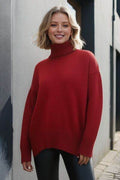 Basic Bae Turtleneck Dropped Shoulder Long Sleeve Sweater - Hovatok
