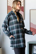 Heimish Plaid Button Down Long Sleeve Hooded Cardigan - Hovatok