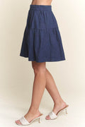 ADORA Elastic Waist Wide Leg Denim Shorts - Hovatok