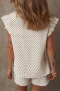 Ruffled Round Neck Checkered Top and Shorts Set - Hovatok