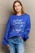 Simply Love Full Size Flower Slogan Graphic Sweatshirt - Hovatok