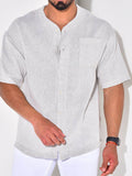 Men's Plus Size Chest Pocket Button Down Shirt - Hovatok