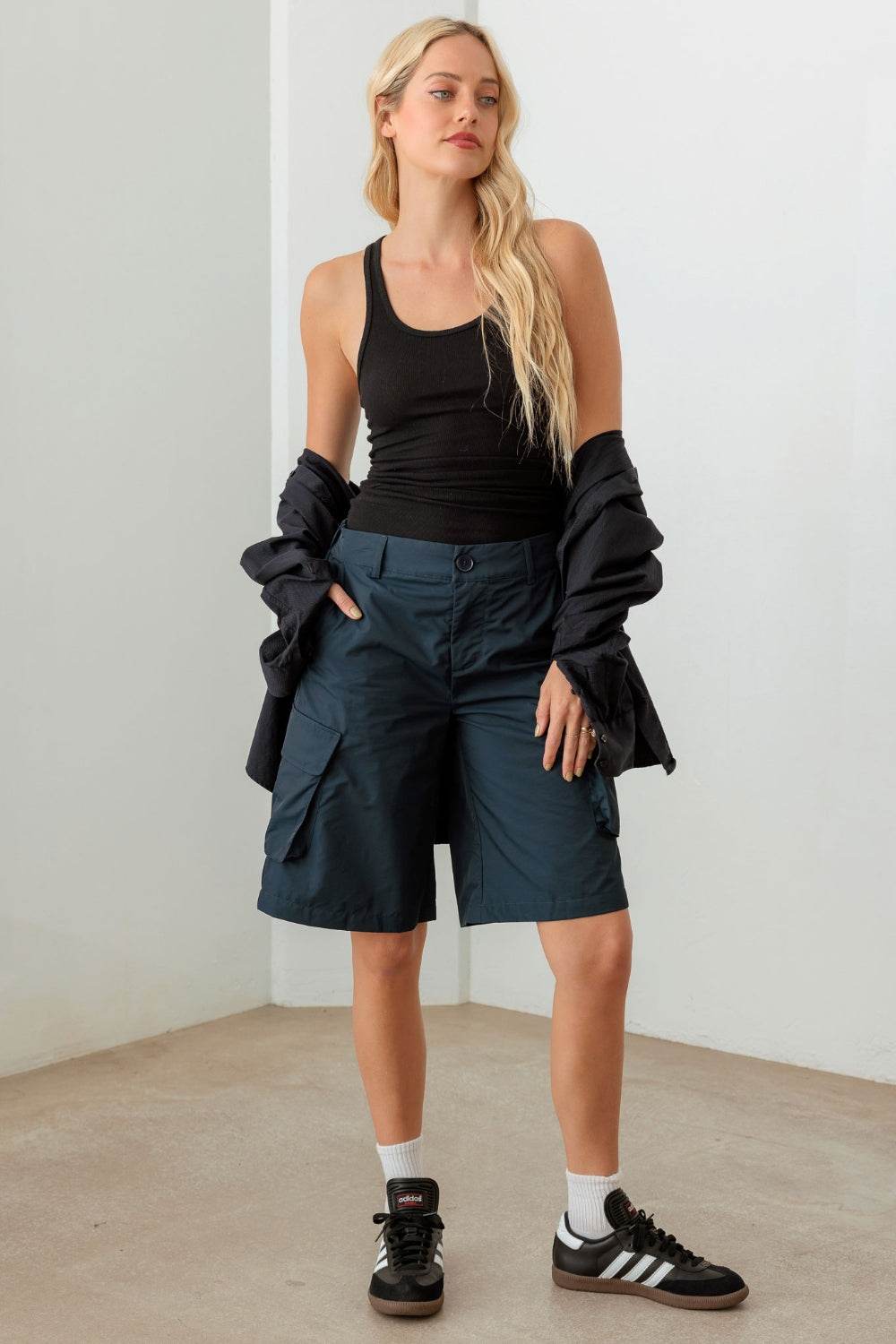 Le Lis Navy Cargo Bermuda Shorts - Hovatok