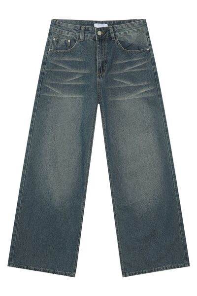 Wide Leg Pocketed Jeans - Hovatok