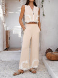 Devine Contrast Cropped Vest and Pants Set - Hovatok