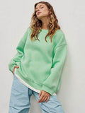 Oversize Round Neck Dropped Shoulder Sweatshirt - Hovatok