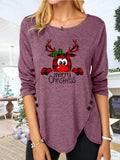 Full Size Reindeer Round Neck Long Sleeve T-Shirt - Hovatok