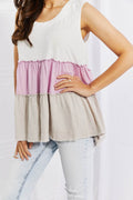White Birch Full Size Watching the Sunset Color Block Babydoll Top - Hovatok