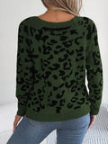 Leopard Buttoned Square Neck Sweater - Hovatok