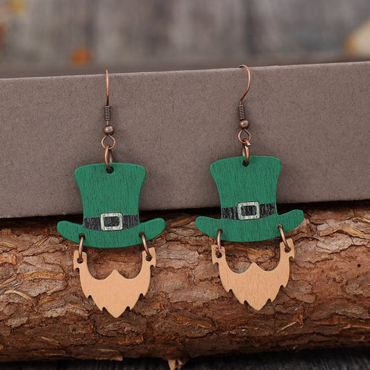 Wooden Hat Shape Dangle Earrings - Hovatok
