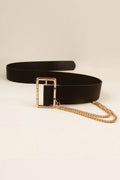 PU Leather Wide Belt with Chain - Hovatok